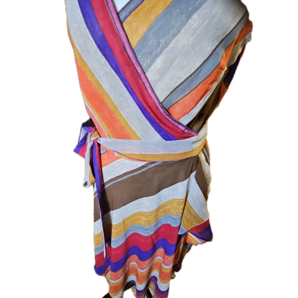 Lauren Ralph Lauren Variegated Southwestern Stripe GeorgetteSleeveless Wrap SZ 4